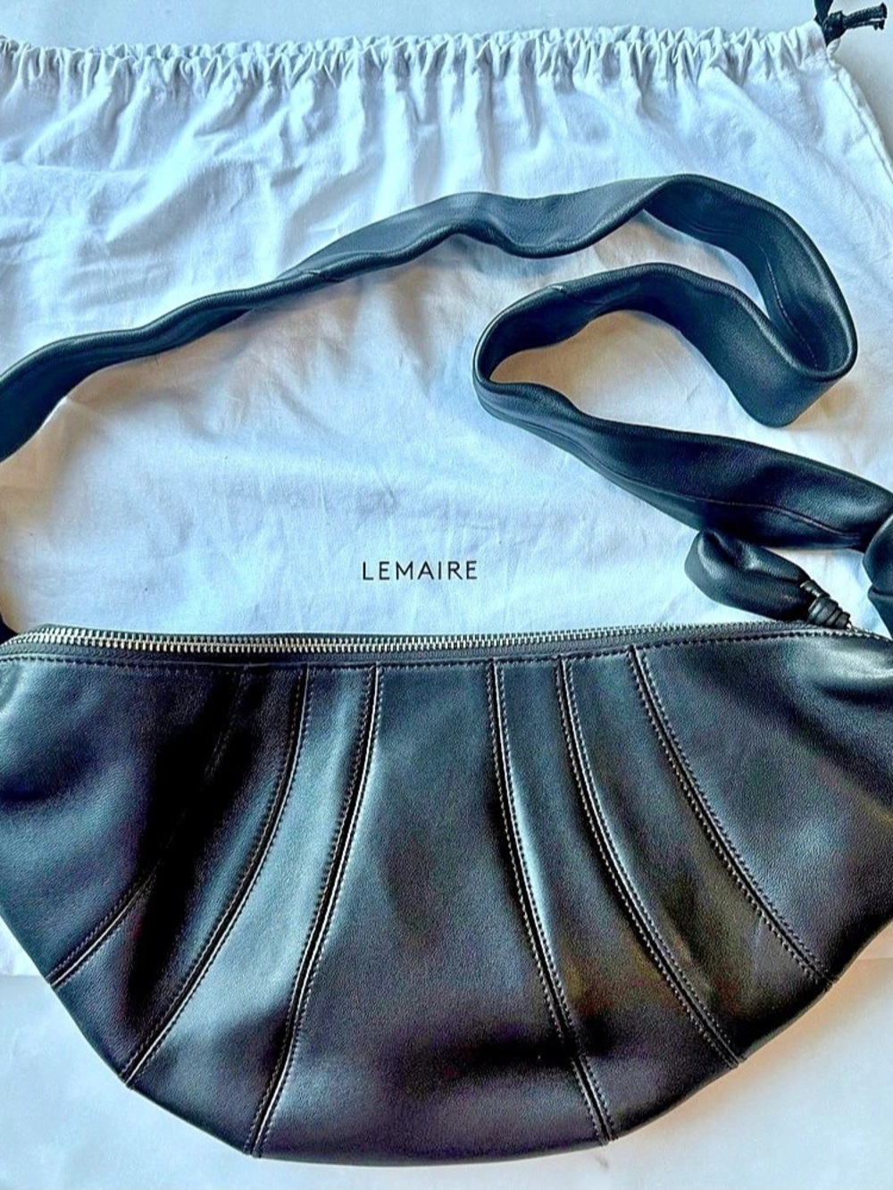 Lemaire-inspired Medium Croissant Bag in Soft Nappa Leather Chocolate Brown Shou